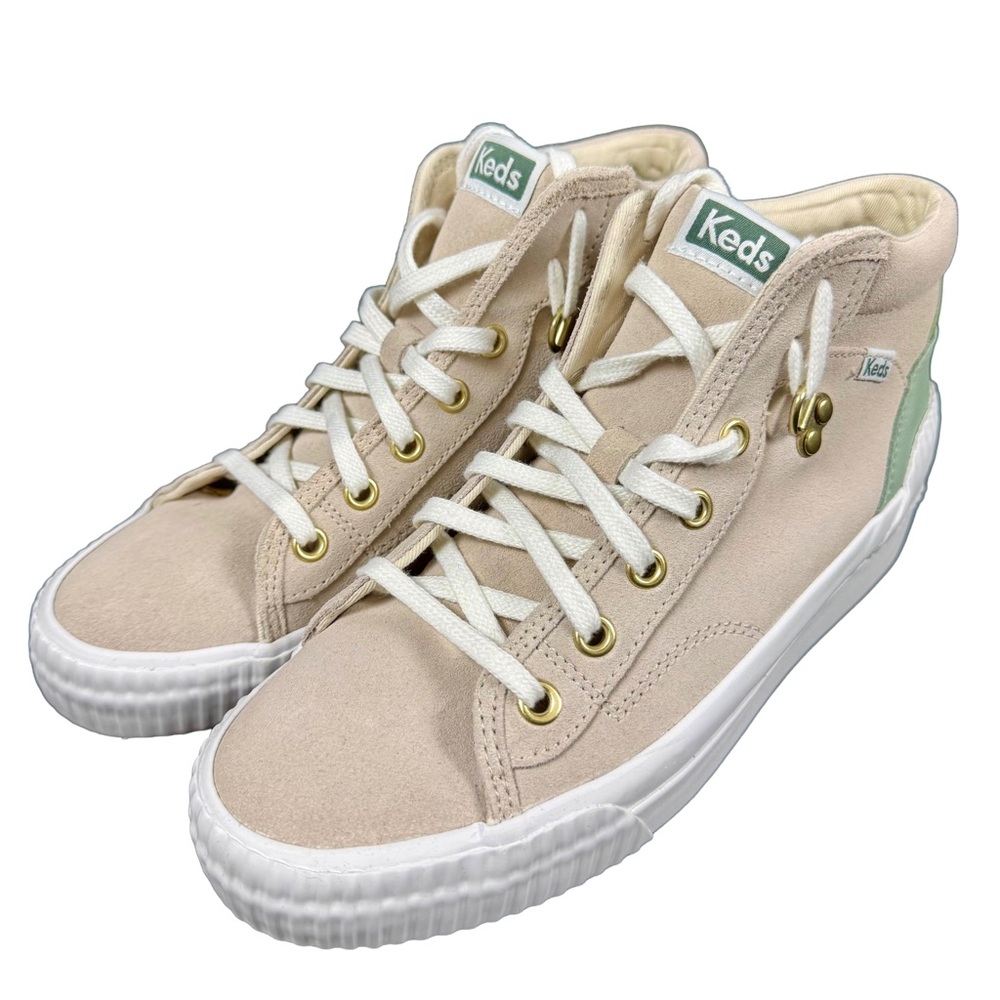 Keds Women's Beige and Green High-Top Sneakers
